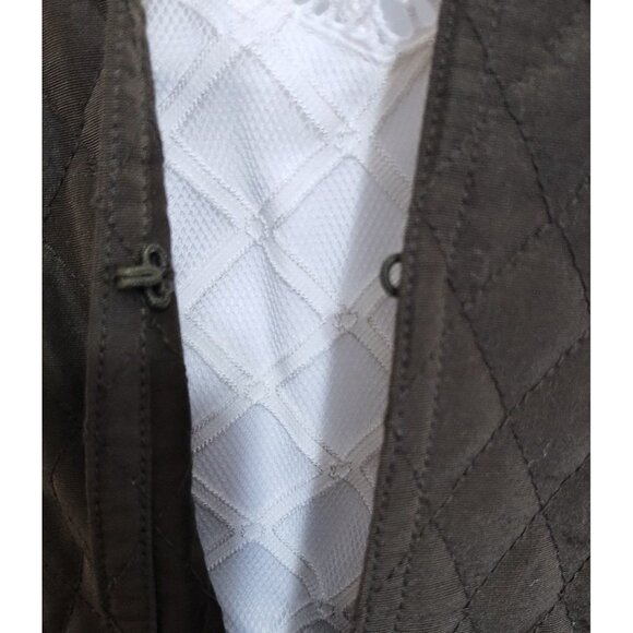 VTG 90s Carlisle 3/4 Sleeve Quilted Silk & Wool Jacket Size 16 Boho Dark Brown - Picture 2 of 5